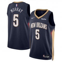 New Orleans Pelicans 5 Dejounte Murray Navy Icon Edition Stitched Basketball Jersey