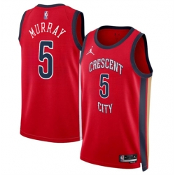New Orleans Pelicans 5 Dejounte Murray Red Statement Edition Stitched Basketball Jersey