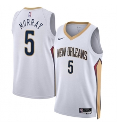 New Orleans Pelicans 5 Dejounte Murray White Association Edition Stitched Basketball Jersey New Orleans Pelicans 5 Dejounte Murray White Association Edition Stitched Basketball Jersey