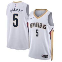 New Orleans Pelicans 5 Dejounte Murray White Association Edition Stitched Basketball Jersey