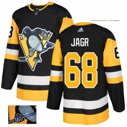 Pittsburgh Penguins 68 Jaromir Jagr Black Fashion Gold NHL jersey