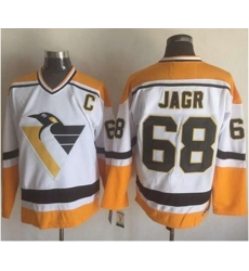 Pittsburgh Penguins #68 Jaromir Jagr WhiteYellow CCM Throwback Stitched NHL Jersey