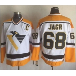 Pittsburgh Penguins #68 Jaromir Jagr WhiteYellow CCM Throwback Stitched NHL Jersey
