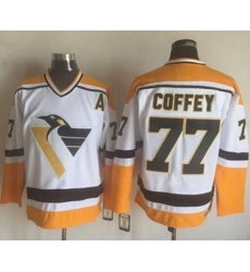 Pittsburgh Penguins #77 Paul Coffey WhiteYellow CCM Throwback Stitched NHL Jersey