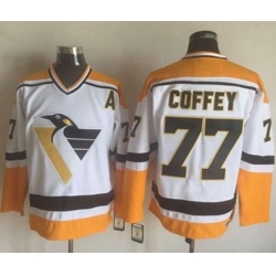 Pittsburgh Penguins #77 Paul Coffey WhiteYellow CCM Throwback Stitched NHL Jersey