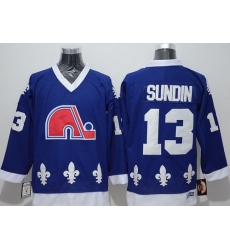 Quebec Nordiques #13 Mats Sundin Blue CCM Throwback Stitched NHL Jersey