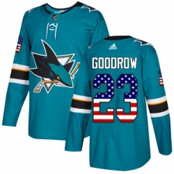 San Jose Sharks 23 Barclay Goodrow Teal Green USA Flag Fashion NHL jersey