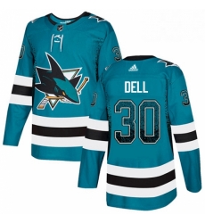 San Jose Sharks 30 Aaron Dell Teal Drift Fashion NHL jersey