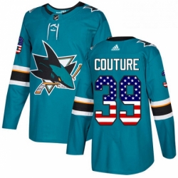San Jose Sharks 39 Logan Couture Teal Green USA Flag Fashion NHL jersey