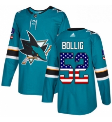 San Jose Sharks 52 Brandon Bollig Teal Green USA Flag Fashion NHL jersey San Jose Sharks 52 Brandon Bollig Teal Green USA Flag Fashion NHL jersey
