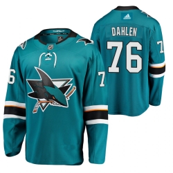 San Jose Sharks 76 Jonathan Dahlen Teal Home Stitched NHL Jersey