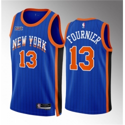 New York Knicks 13 Evan Fournier Blue 2023 24 City Edition Stitched Basketball Jersey