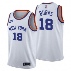 New York Knicks 18 Alec Burks Releases Classic Edition NBA 75th Anniversary jersey White