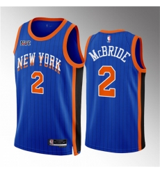 New York Knicks 2 Miles McBride Blue 2023 24 City Edition Stitched Basketball Jersey