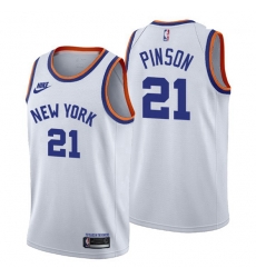 New York Knicks 21 Theo Pinson Releases Classic Edition NBA 75th Anniversary jersey White