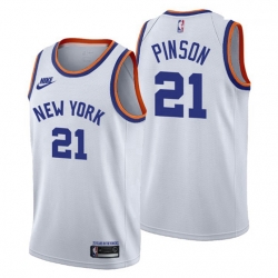 New York Knicks 21 Theo Pinson Releases Classic Edition NBA 75th Anniversary jersey White