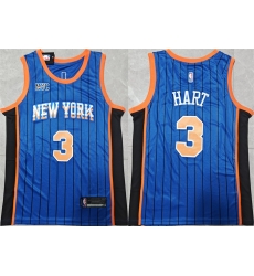 New York Knicks 3 Josh Hart Blue City Edition Stitched Basketball Jersey