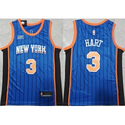 New York Knicks 3 Josh Hart Blue City Edition Stitched Basketball Jersey
