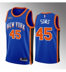 New York Knicks 45 Jericho Sims Blue 2023 24 City Edition Stitched Basketball Jersey