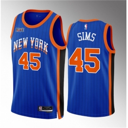 New York Knicks 45 Jericho Sims Blue 2023 24 City Edition Stitched Basketball Jersey