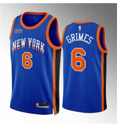 New York Knicks 6 Quentin Grimes Blue 2023 24 City Edition Stitched Basketball Jersey