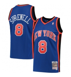 New York Knicks 8 Latrell Sprewell Blue Mitchell Ness Jersey