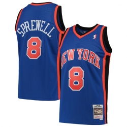 New York Knicks 8 Latrell Sprewell Blue Mitchell Ness Jersey
