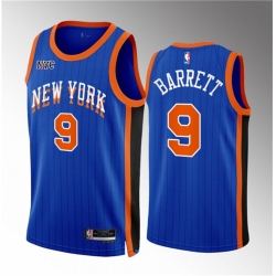 New York Knicks 9 RJ Barrett Blue 2023 24 City Edition Stitched Basketball Jersey