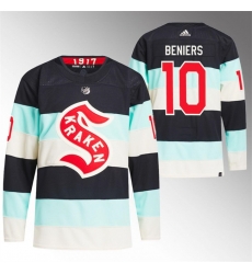 Seattle Kraken 10 Matty Beniers 2024 Deep Sea Blue Winter Classic Stitched Jersey