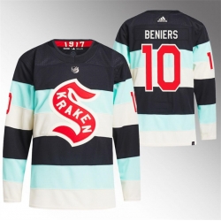 Seattle Kraken 10 Matty Beniers 2024 Deep Sea Blue Winter Classic Stitched Jersey