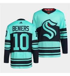 Seattle Kraken 10 Matty Beniers Ice Blue 2022 23 Reverse Retro Stitched Jersey