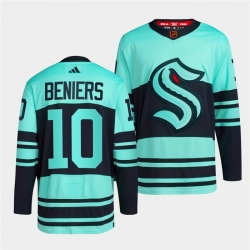 Seattle Kraken 10 Matty Beniers Ice Blue 2022 23 Reverse Retro Stitched Jersey