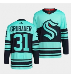 Seattle Kraken 31 Philipp Grubauer Ice Blue 2022 23 Reverse Retro Stitched Jersey