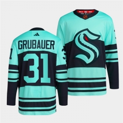 Seattle Kraken 31 Philipp Grubauer Ice Blue 2022 23 Reverse Retro Stitched Jersey