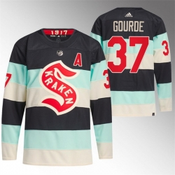 Seattle Kraken 37 Yanni Gourde 2024 Deep Sea Blue Winter Classic Stitched Jersey