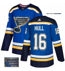St. Louis Blues 16 Brett Hull Royal Blue Fashion Gold NHL jersey