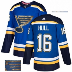St. Louis Blues 16 Brett Hull Royal Blue Fashion Gold NHL jersey