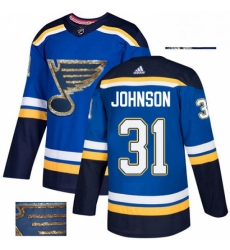 St. Louis Blues 31 Chad Johnson Royal Blue Fashion Gold NHL jersey