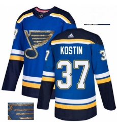St. Louis Blues 37 Klim Kostin Royal Blue Fashion Gold NHL jersey