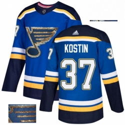 St. Louis Blues 37 Klim Kostin Royal Blue Fashion Gold NHL jersey