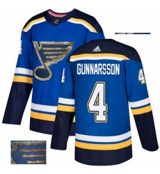 St. Louis Blues 4 Carl Gunnarsson Royal Blue Fashion Gold NHL jersey