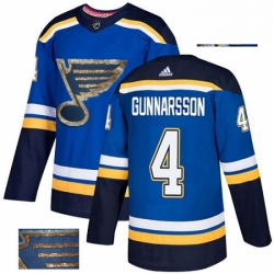 St. Louis Blues 4 Carl Gunnarsson Royal Blue Fashion Gold NHL jersey