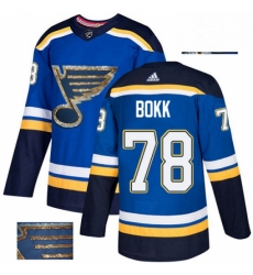 St. Louis Blues 78 Dominik Bokk Royal Blue Fashion Gold NHL jersey