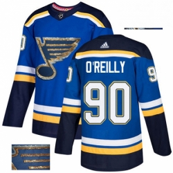 St. Louis Blues 90 Ryan OReilly Royal Blue Fashion Gold NHL Jerse
