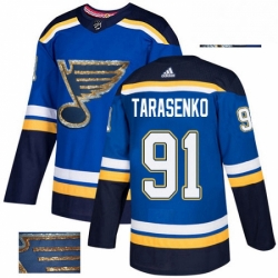 St. Louis Blues 91 Vladimir Tarasenko Royal Blue Fashion Gold NHL jersey