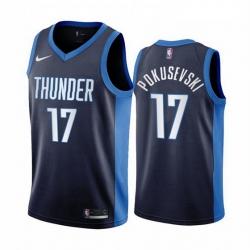 Oklahoma City Thunder 17 Aleksej Pokusevski Navy NBA Swingman 2020-21 Earned Edition Jersey