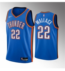 Oklahoma City Thunder 22 Cason Wallace Blue 2023 Draft Icon Edition Stitched Basketball Jersey