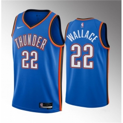 Oklahoma City Thunder 22 Cason Wallace Blue 2023 Draft Icon Edition Stitched Basketball Jersey