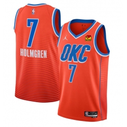 Oklahoma City Thunder 7 Chet Holmgren Orange Statement Edition Stitched Basketball Jersey