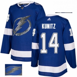 Tampa Bay Lightning 14 Chris Kunitz Royal Blue Fashion Gold NHL jersey
